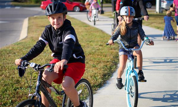 Students walk to school